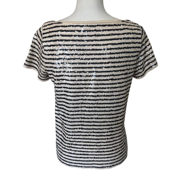 J.Crew Sequin Stripe Shirt Size S Black White - Picture 3 of 9